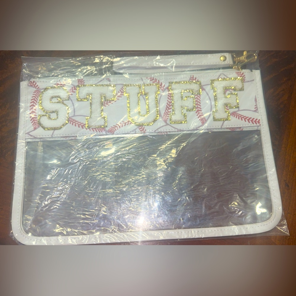 Clear ‘Stuff’ bag (baseball print)